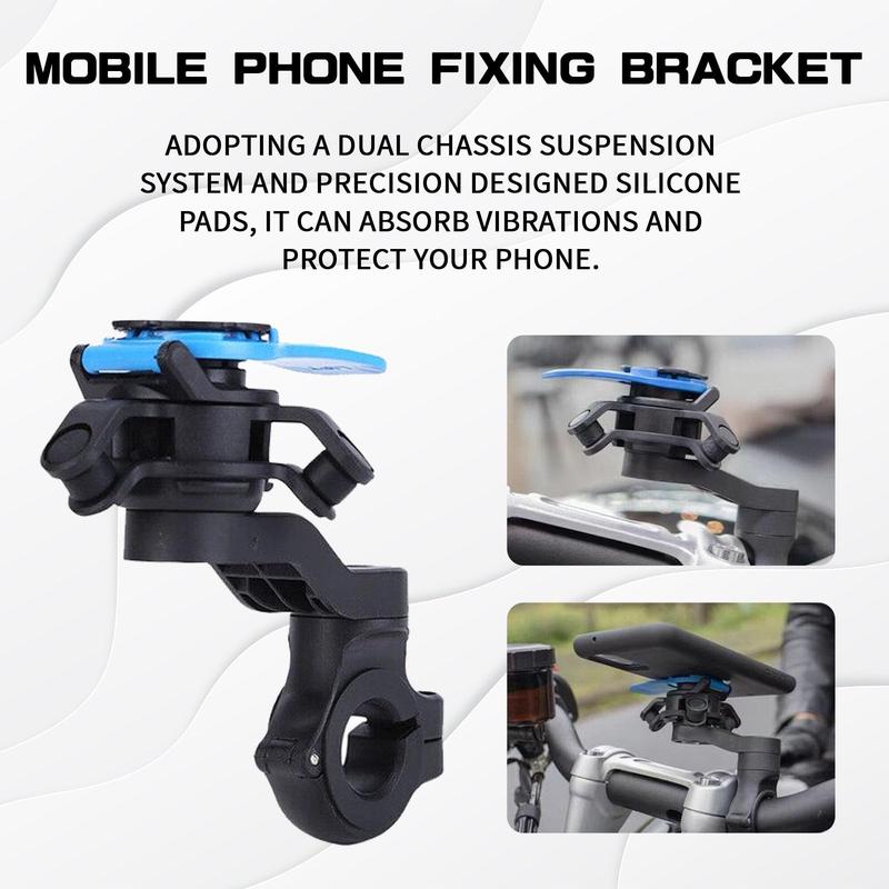 Motorcycle Handlebar Phone Holder, 360° Rotatable Shock-absorbing Phone Holder for Riding, Navigation Smartphone Holder for Most Phones