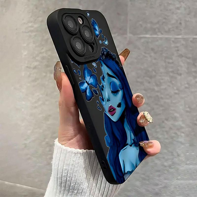 Blue Girl Pattern Phone Case, Decorative Phone Protector Cover, Phone Accessories Compatible with iPhone 11 12 13 14 15 16 Pro Max