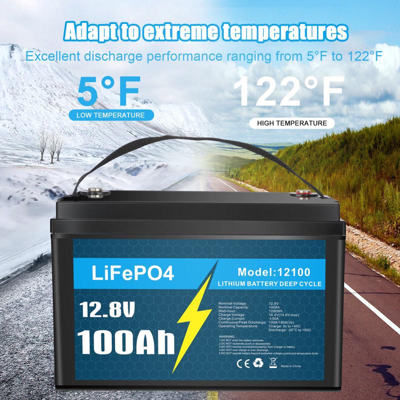 LiFePO4 Deep Cycle Rechargeable Lithium Battery, Over 5000 Life Cycles, Built-in BMS, Backup Power Perfect for RV, Camper, Van, Marine, Off-Grid Home Energy Storage-Core Series,Trolling motor, Maintenance-Free