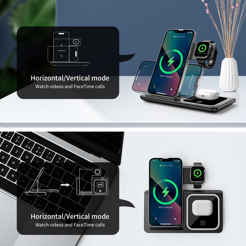 3-in-1 Wireless Charger iPhone, Foldable Travel Charger, 15W Fast Charging Station for Multiple Devices,Sutiable for iPhone 16   15   14   13   12 Series & Samsung Series & AirPods & Apple Watch -Christmas Gift