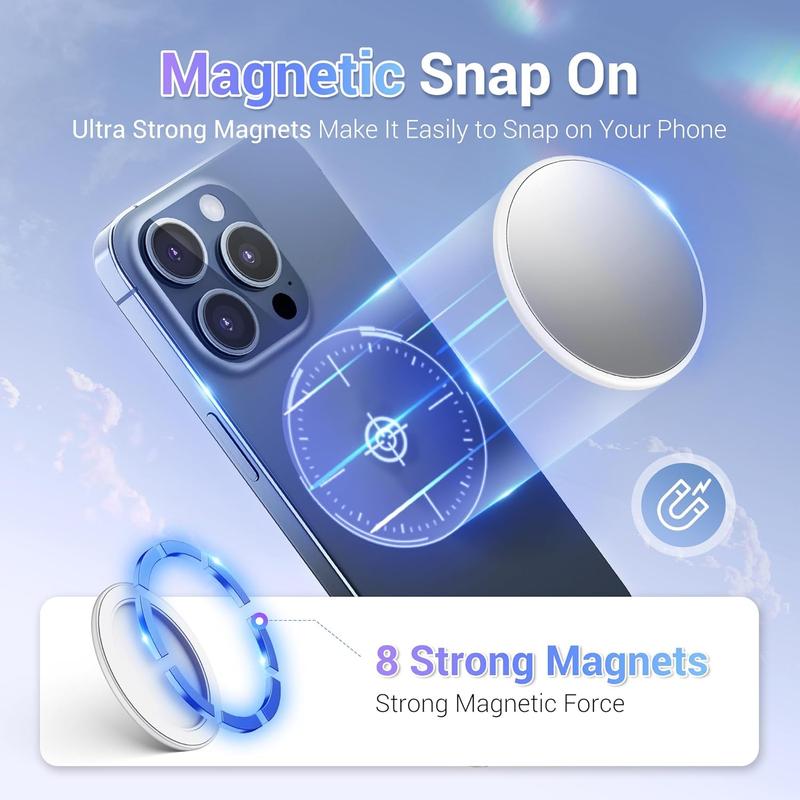 JJC Snap on Magnetic Selfie Mirror for Cellphone & Smartphone, Mini Mirror for Phone with Magsafe, Selfie Accessories, Professional Content Creator Tools