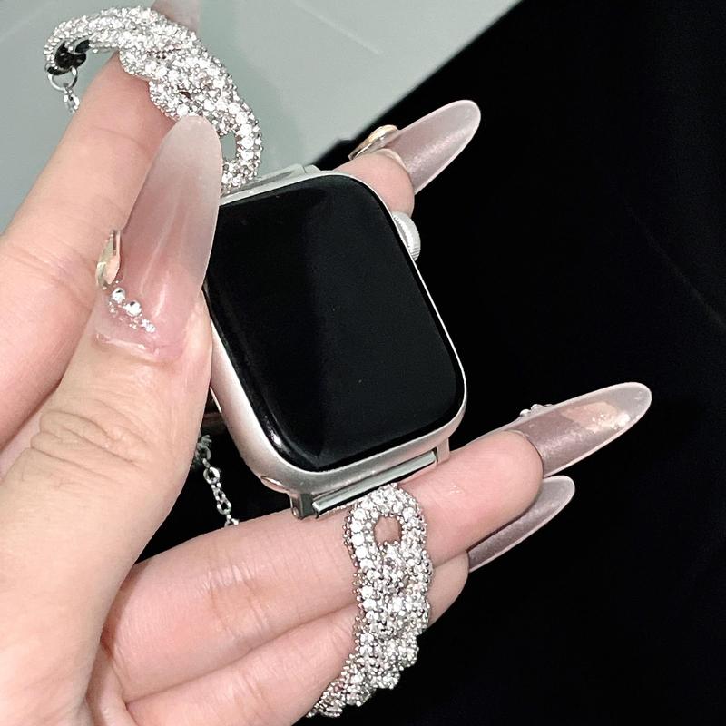 Rhinestone Decor Watch Band (Band Only), 1 Count Fashionable Watch Band for Women & Girls, Wearable Accessories Compatible with Apple Watch Series 9 8 7 6 5 4 3 2 1 SE