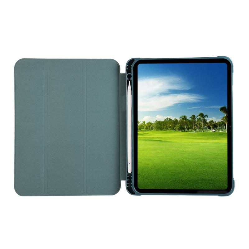 Solid Color Tablet Case with Pen Holder, 1 Count Slim Stand Protective Cover with Soft TPU Back Shell Cover for iPad 10th Gen 2022