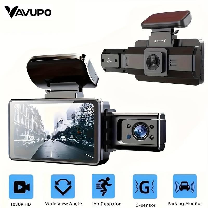 Camera HD 1080P Dash Camera Front And Rear Inside Dash IR Night Vision Loop Recording G-Sensor Car DVR Camera With 3-Inch IPS Screen 2 Cameras Parking Monito