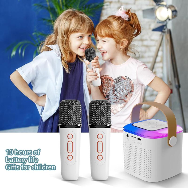 Portable Mini Karaoke Machine for Kids,Bluetooth Speaker with 2 Wireless Microphones, Christmas Birthday Gifts