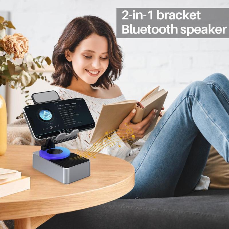 Portable Bluetooth Speaker Stand for Phones, HD Sound, Rotatable Angle, Adjustable Anti-Slip Base, Hands-Free Viewing, Compatible with iPhone Android, Perfect for Home Outdoor Use