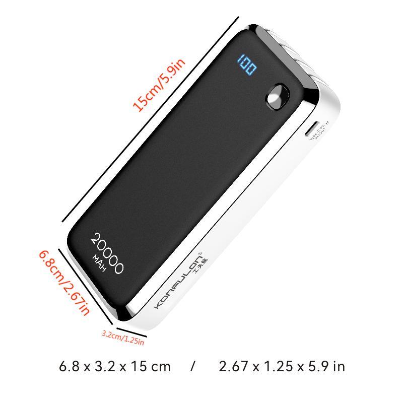 20W USB C Power Bank 20000mah for Smartphone, Multi-function Cellphone Charger Built-in 3 Counts Data Cable, Portable Charging Tool for Home & Travel, Universal Digital Display Mobile Charger Devices Compatible with iPhone Samsung Pixel LG Moto iPad