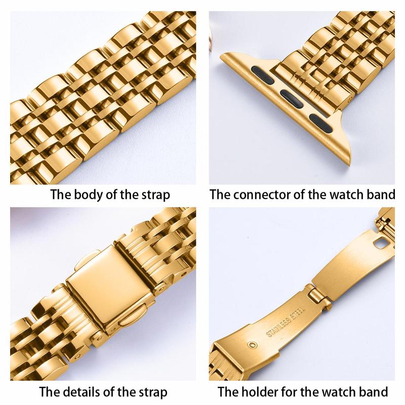 Watch Band with Watch Case (Band & Case Only), Stainless Steel Watch Band with Watch Case, Wearable Accessories Compatible with Apple Watch 9 8 7 6 5 4 3 2 1 SE SE2