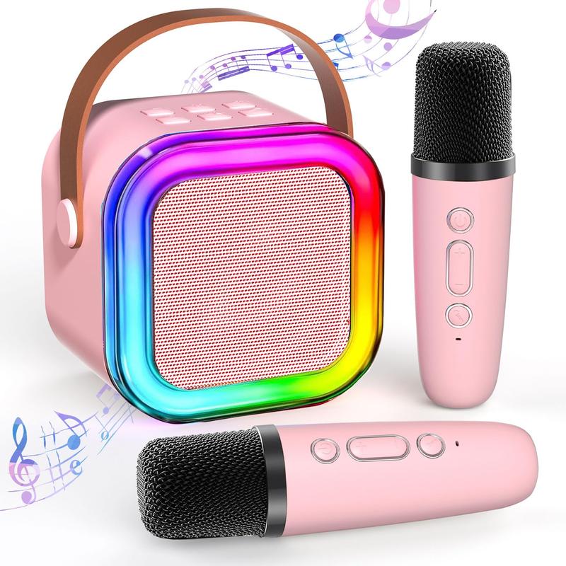 Portable Wireless Speaker with Microphone, Rechargeable LED Light Bluetooth-compatible Speaker with Microphone, Home Karaoke Machine for Home Party