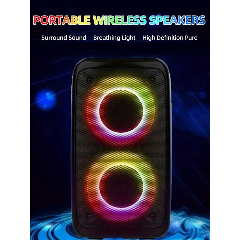 Wireless Speaker With Subwoofer, Large Boombox Speaker, Stereo Speaker, Subwoofer, Outdoor Wireless Speaker, Party Disco Light, TWS, TF, AUX, MIC