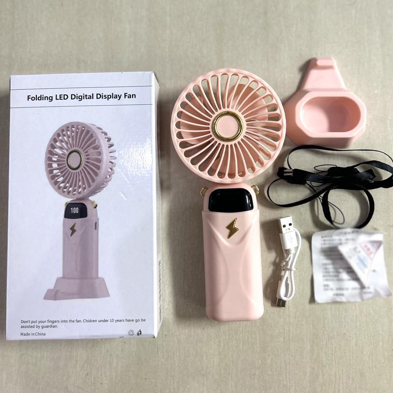 Portable 1200mAh Mini Foldable Fan, USB Rechargeable Handheld Cooling Fan, Digital Display Desktop Fan, Portable Fan for Office, Student, Outdoor, Travel