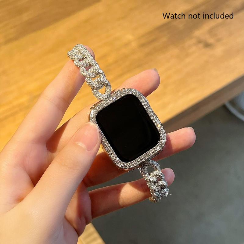 Rhinestone Decor Watch Band (Band Only), 1 Count Fashionable Watch Band for Women & Girls, Wearable Accessories Compatible with Apple Watch Series 9 8 7 6 5 4 3 2 1 SE