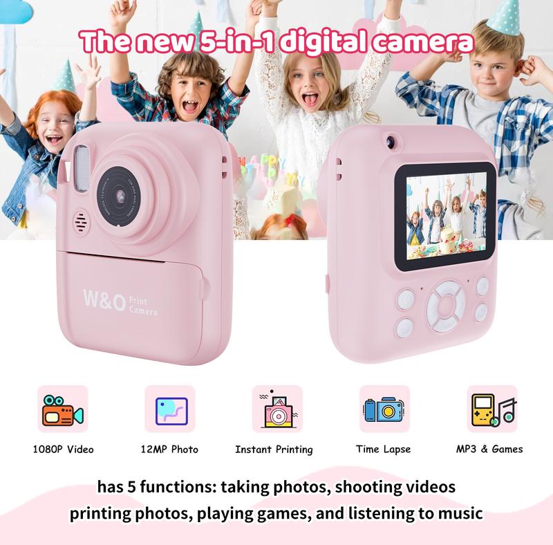 [Second Camera Half Price] Instant Quick Photo DIY Printing Camera, Can Play Games, Can Listen to Music, Retro Camera, Perfect Christmas Gift for Children