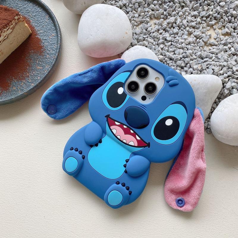 3DSti-tch Cute Cartoon Phone Case for iPhone, Unique Soft Silicone Rubber Character Shockproof Anti-Bump Protector Cover iPhone Case for Boys Girls Men Women