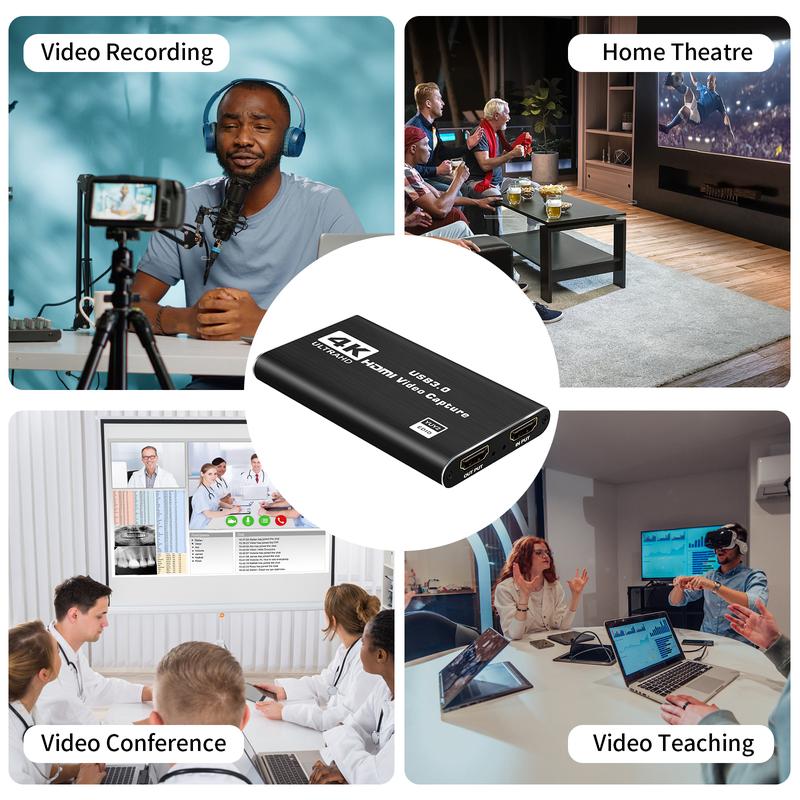 Capture Card, Audio Video Capture Card with Microphone 4K HDMI Loop-Out, 1080p 60fps Video Recorder for Gaming Live Streaming Video Conference, Works for Nintendo Switch PS4 OBS Camera PC Accessories 4K HDMI