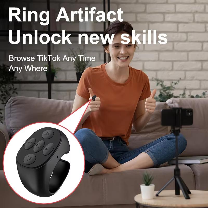 2024 Bluetooth TikTok Remote Control Ring - 4 Button Fingertip Selfie Controller for iPhone & Xiaomi - 10M Wireless Range, Perfect for Capturing Moments Effortlessly