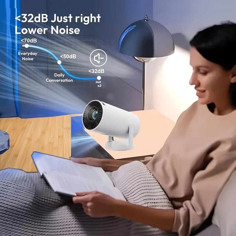 4K mini projector, ultra-portable with sharp display, Smart WiFi & wireless, adjustable screen, 180 ° rotation, USB powered