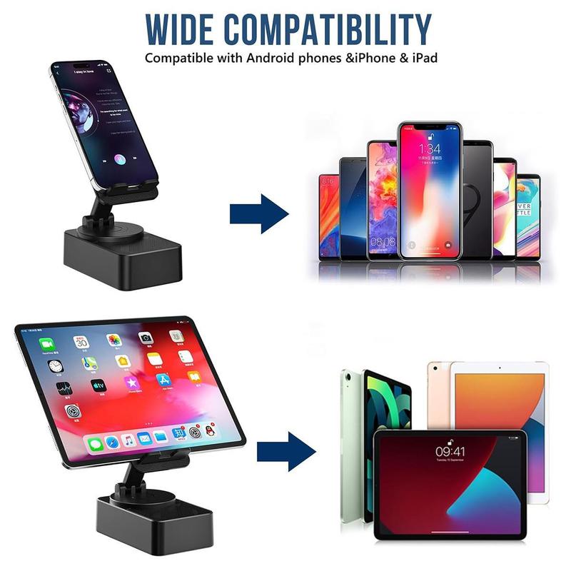 Portable Bluetooth Speaker Stand for Phones, HD Sound, Rotatable Angle, Adjustable Anti-Slip Base, Hands-Free Viewing, Compatible with iPhone Android, Perfect for Home Outdoor Use