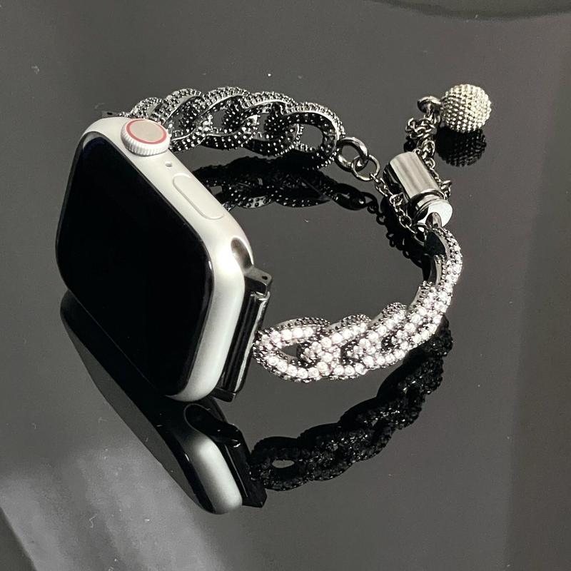 Rhinestone Decor Watch Band (Band Only), 1 Count Fashionable Watch Band for Women & Girls, Wearable Accessories Compatible with Apple Watch Series 9 8 7 6 5 4 3 2 1 SE