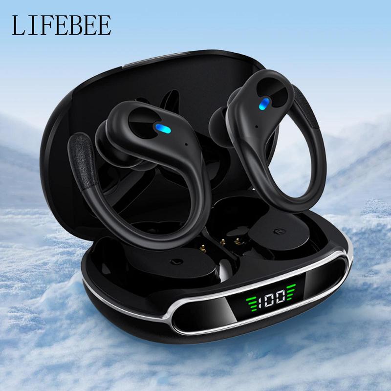 LIFEBEE Wireless Earphone, 1 Pair Over Ear Design Earbuds Headphones with LED Display, Stereo Sound Earbud for Workout Running Exercise Gym