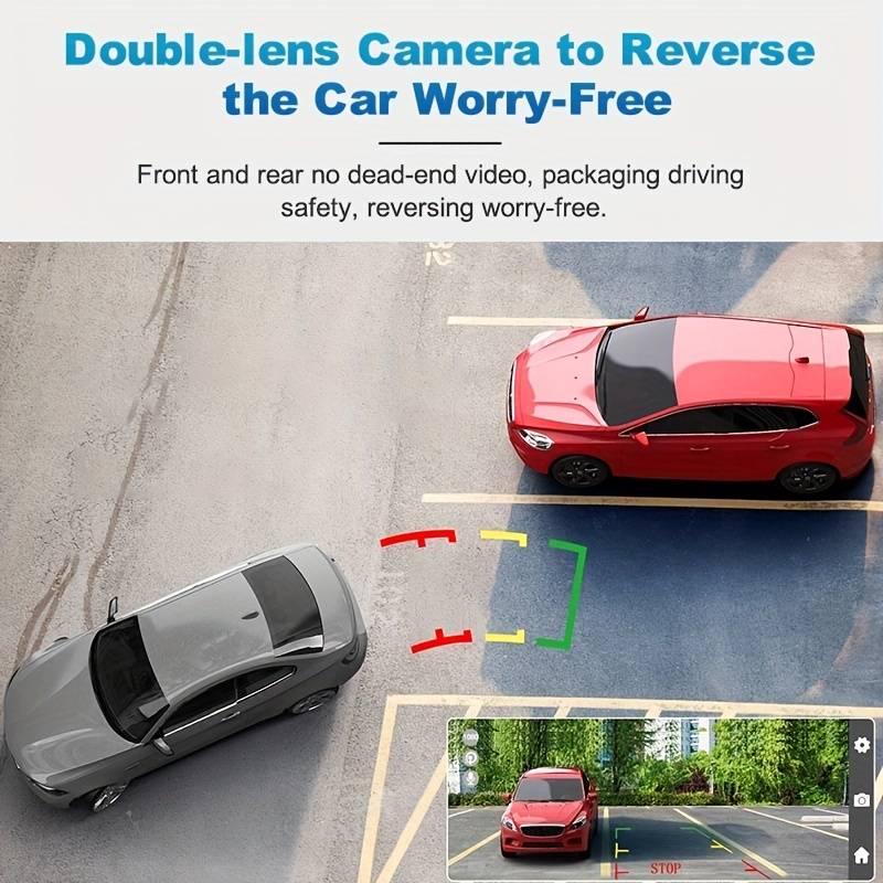 Camera HD 1080P Dash Camera Front And Rear Inside Dash IR Night Vision Loop Recording G-Sensor Car DVR Camera With 3-Inch IPS Screen 2 Cameras Parking Monito