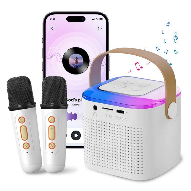 Portable Mini Karaoke Machine for Kids,Bluetooth Speaker with 2 Wireless Microphones, Christmas Birthday Gifts