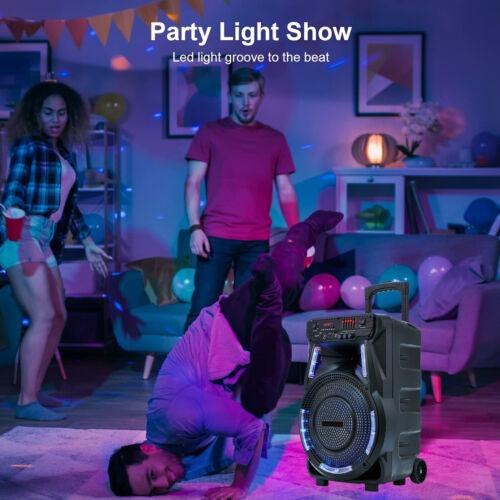 Wireless Party Speakers 15 inch Portable loud PA Speaker With Stands Rechargeable Karaoke DJ Subwoofer Microphone Remote Control Bluetooth FM Radio LED Lighting