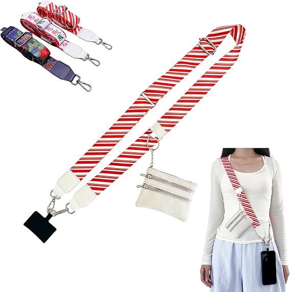 Phone Strap with Zippered Pouch, Clip and Go Strap for Phone with Wallet Crossbody, Clip and Go Strap with Pouch, Phone Strap Crossbody