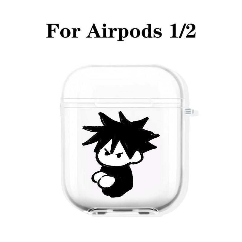 Edgy Anime Character Design Earphone Case with Hiking Buckle, Bold & Iconic Pattern Shockproof Anti-Fall TPU Cover for AirPods 1 2, 3, Pro, Pro2, Gift for Birthday