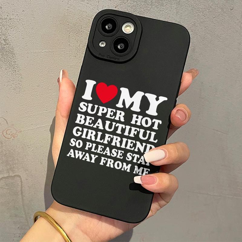 I Love My Girlfriend Pattern Phone Case, Full Body Shockproof Phone Protective Cover, Phone Accessory for iPhone 7 8 X 11 12 13 14 15 Plus Pro Max, Smartphone Case