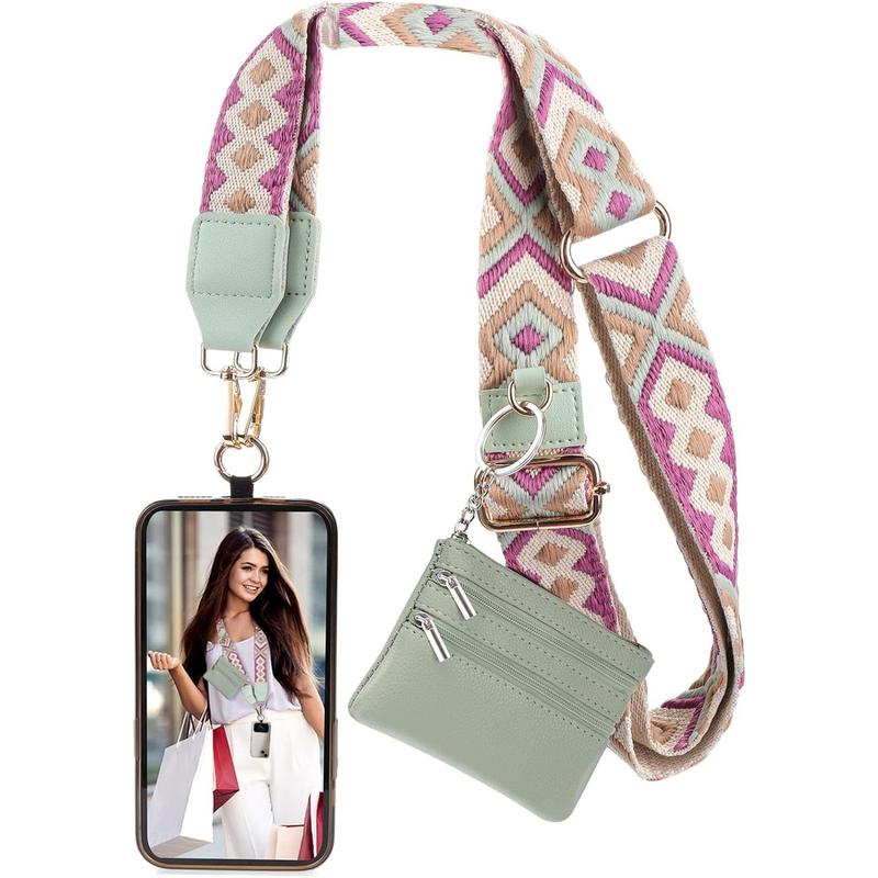 Smartphone Strap with Zipper Pouch, Cellphone Crossbody Strap with Wallet, Anti-loss Phone Strap, Phone Accessories for Women and Men