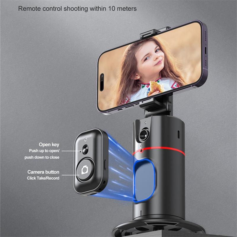 360-Degree Rotatable Selfie Stick, Desktop Face Tracking Gimbal Stabilizer with Remote Shutter, Selfie Accessories for Smartphone Live Streaming