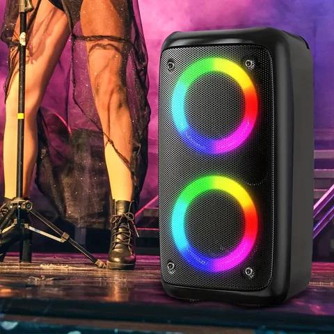 Portable Wireless Bluetooth Speaker AM-2301: Dual Speakers, RGB Lighting, Microphone, EQ Sound Modes - Perfect for Outdoor Events