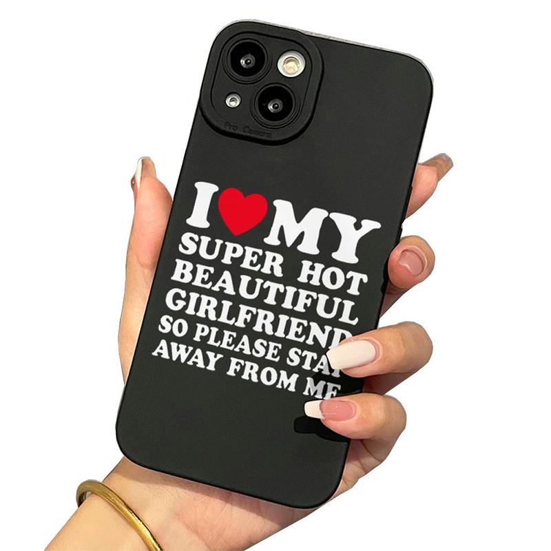 I Love My Girlfriend Pattern Phone Case, Full Body Shockproof Phone Protective Cover, Phone Accessory for iPhone 7 8 X 11 12 13 14 15 Plus Pro Max, Smartphone Case