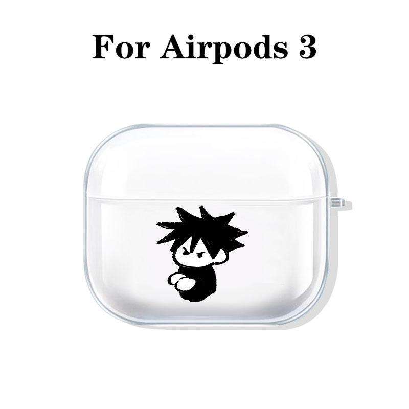 Edgy Anime Character Design Earphone Case with Hiking Buckle, Bold & Iconic Pattern Shockproof Anti-Fall TPU Cover for AirPods 1 2, 3, Pro, Pro2, Gift for Birthday