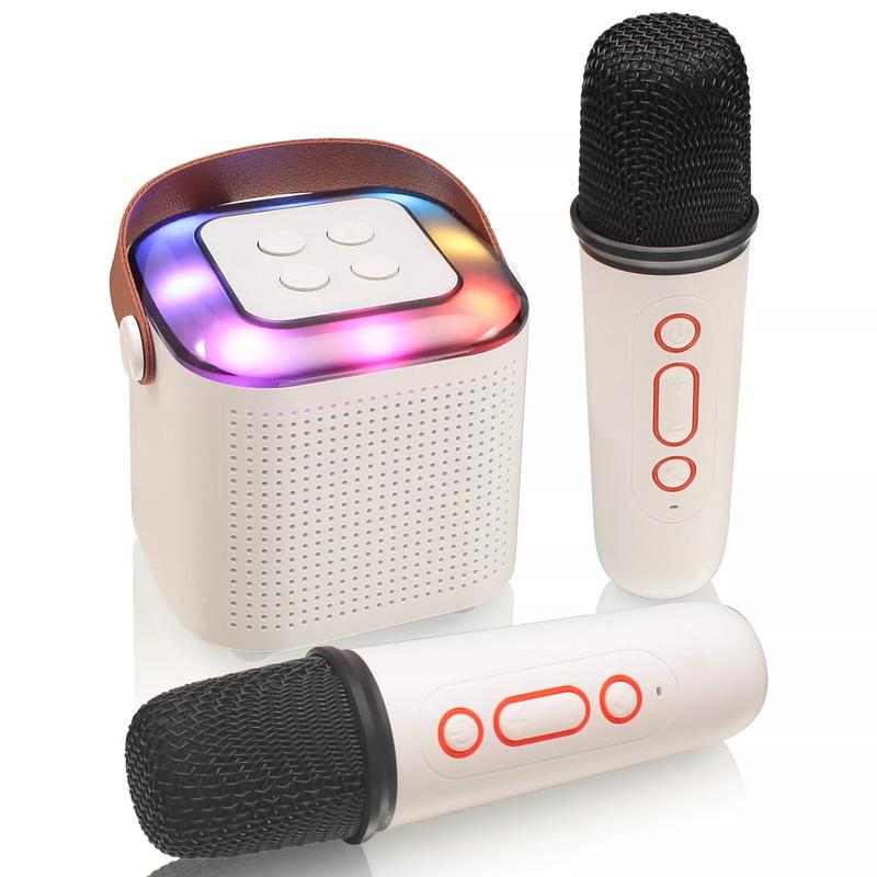 Kids Mini Karaoke Machine With 2 Wireless Microphone Portable Bluetooth Speaker