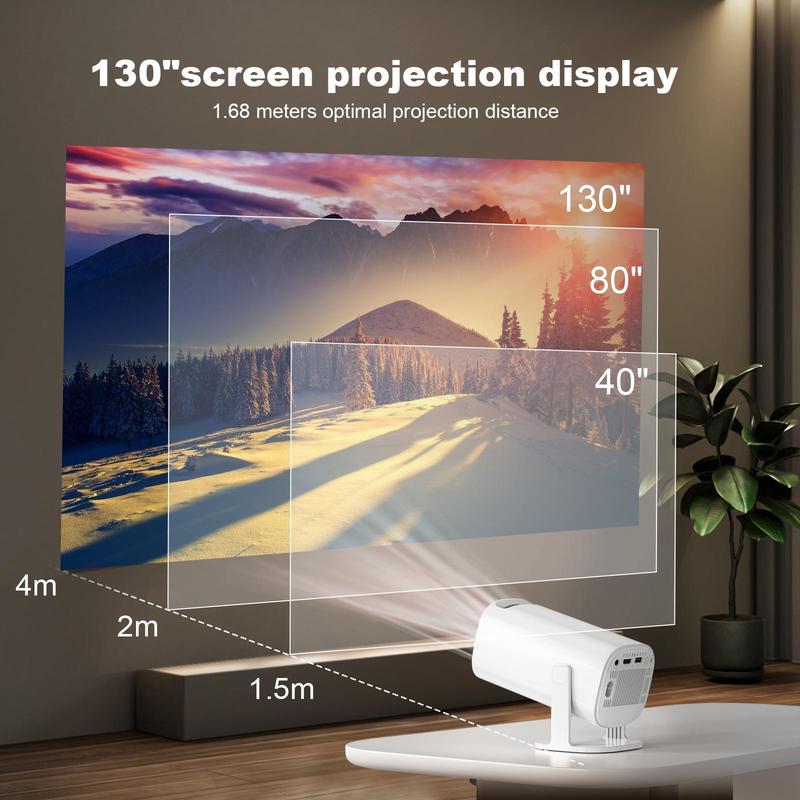 Portable Home Projector, 4K HD Projection Projector, Wireless Projector for Travel, Home Business Games, Projector Compatible with Computers & Mobile Phones