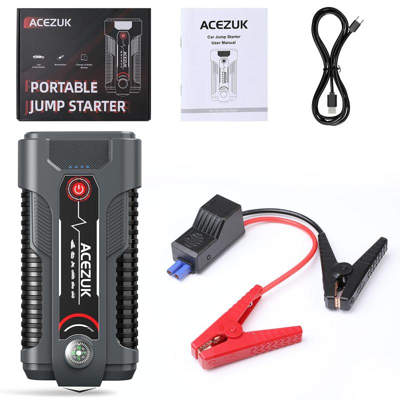 Portable Car Jump Starter, 4000A Peak Car Battery Charger, Smart Fast Charging Car Battery Starter with LED Light, Car Emergency Tool, Car Jumper Powerbank