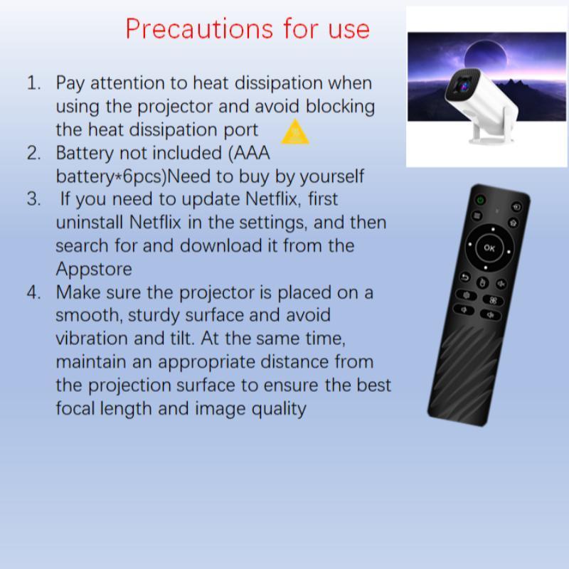 Portable Home Projector, 4K HD Projection Projector, Wireless Projector for Travel, Home Business Games, Projector Compatible with Computers & Mobile Phones