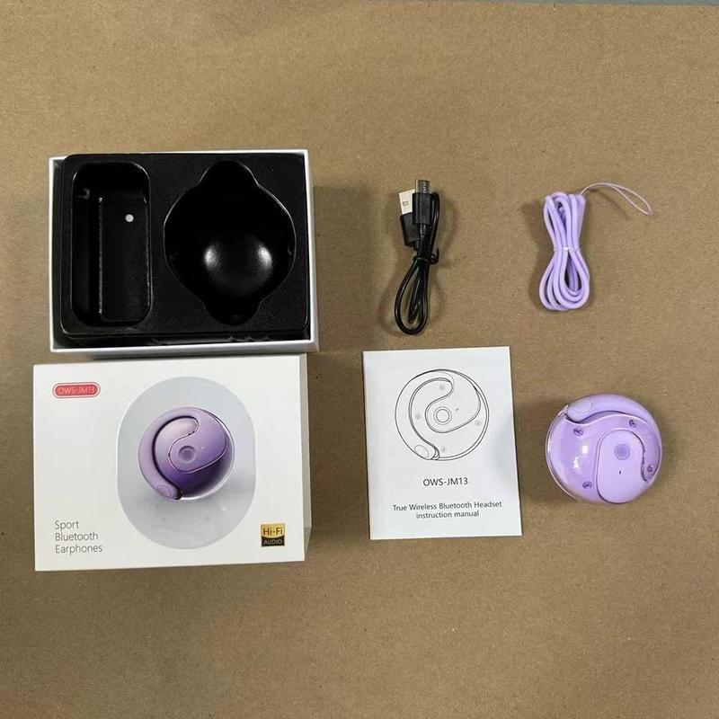 Ball Shaped Wireless Earphone, TWS Earphones, Wireless Headset, Super Bass Soft Rubber Open Ear Hook Wireless Earbuds with Touch Control