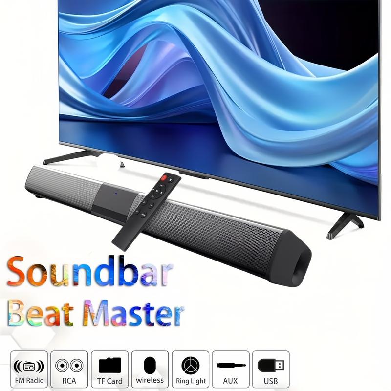 Surround Sound Bar Speaker, Home Theater System Soundbar with 4pcs 5W Speakers,  Support Optical, Wireless, AUX, TWS link, Can be Used for PC Games Projectors, Remote Control