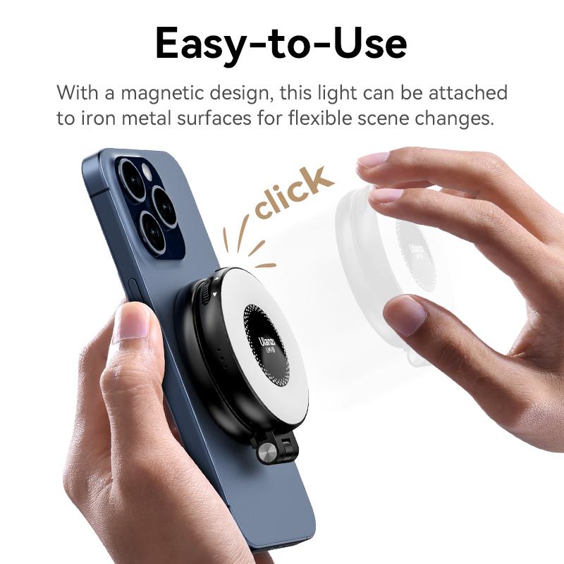 ULANZI Magnetic Selfie Light, LED Fill Light Compatible with Magsafe, LED Selfie Ring Light Color Black