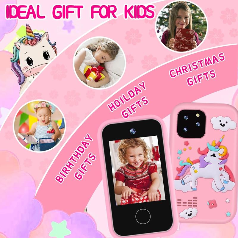 Phone for Kids Birthday Gifts - Kids Smart Phone for Girls Play Cell Phone Fake Toy Phone with 2.8 Inch Touchscreen and 32GB Card for Kids Age 3-8