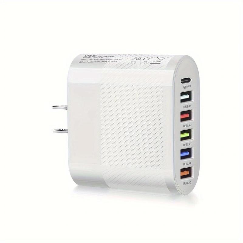 5V 3.1A 5 USB & Type C Multi-ports Wall Charger, Multi-port Charger, Universal Charger For All Phone