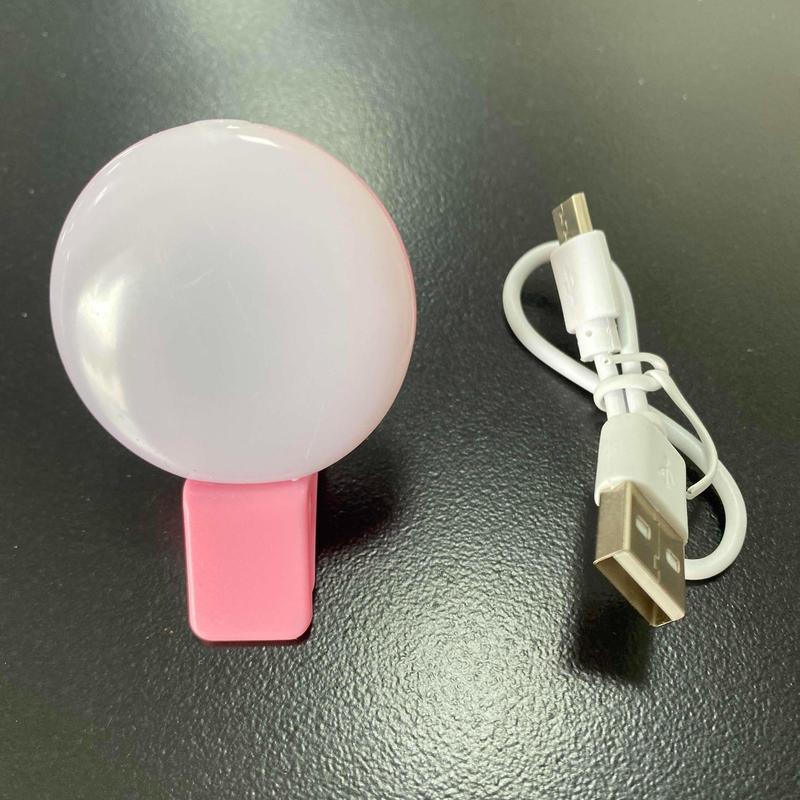 Portable Selfie Light for Smartphone, Round Battery-powered LED Fill Light, Clip-on Fill Light for Live Streaming, Selfie Accessories, Cell Phone Accessories