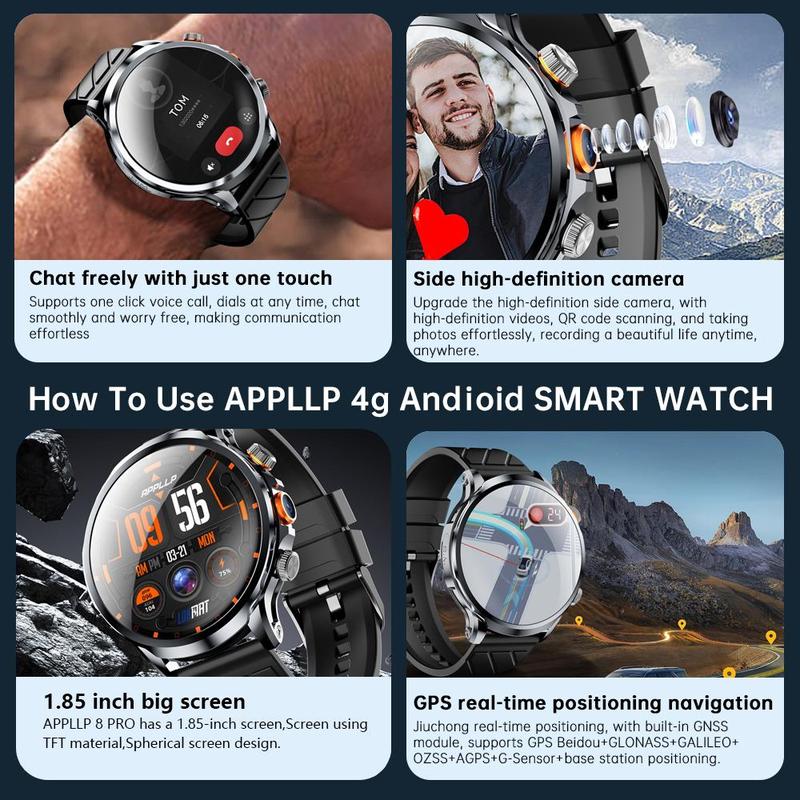 LOKMAT Smart Watch with 1.85-inch Large Screen, Smart Watches Supports SIM Card & Independent Internet Call & GPS Real-time Navigation & Taking Photo Recording & Download Applications & NFC Access-Control Function & Multiple Sports Modes, Wearable Devices