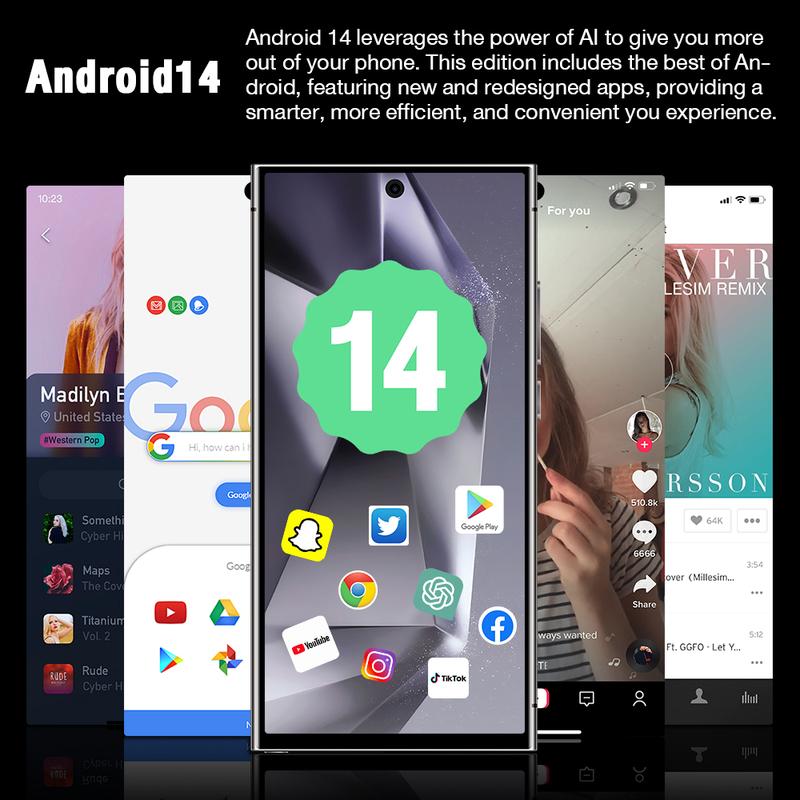 Limited Time Offer New 5G Smartphone 24 Ultra,Unlocked, 8GB+256GB, 6800 mAh Battery, 48MP+72MP Camera, GPS, Face ID,Phones, 6.8-inch HD Screen, Android 14 Cell Phone