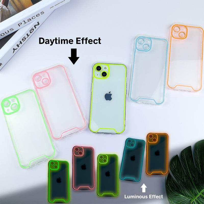 Night Light Luminous Silicone Soft Phone Case for 16 Pro Max 15 14 12 13 11,16 15 14 Plus Transparent Back Cover