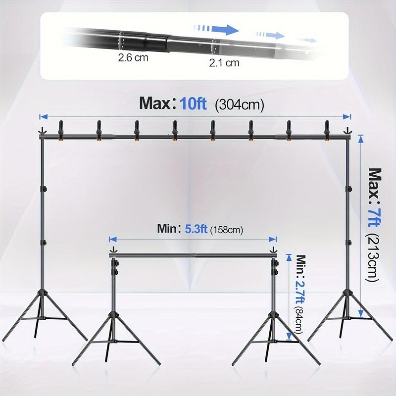 Backdrop Stand 10x7ft(WxH) Photo Studio Adjustable Background Stand Support Kit