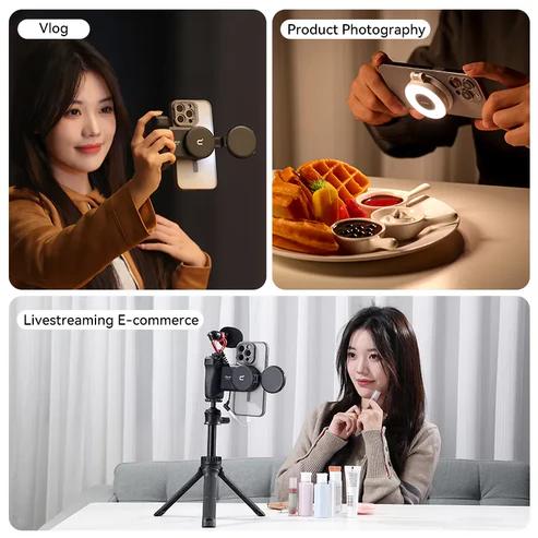 ULANZI Magnetic Selfie Light, LED Fill Light Compatible with Magsafe, LED Selfie Ring Light Color Black